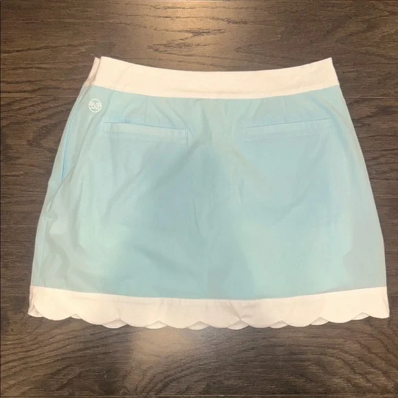 Elegant Blue and White Scalloped Mini Skirt - Picture 6 of 10